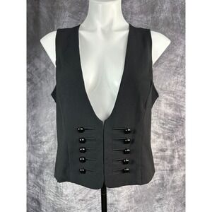 Erin B Military Drummer Vest Womens Medium Black Steampunk Button Accent Joni